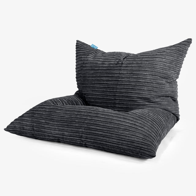Kinder Zitzak Vloerkussen L 2-14 jaar oud - Corduroy Zwart 01