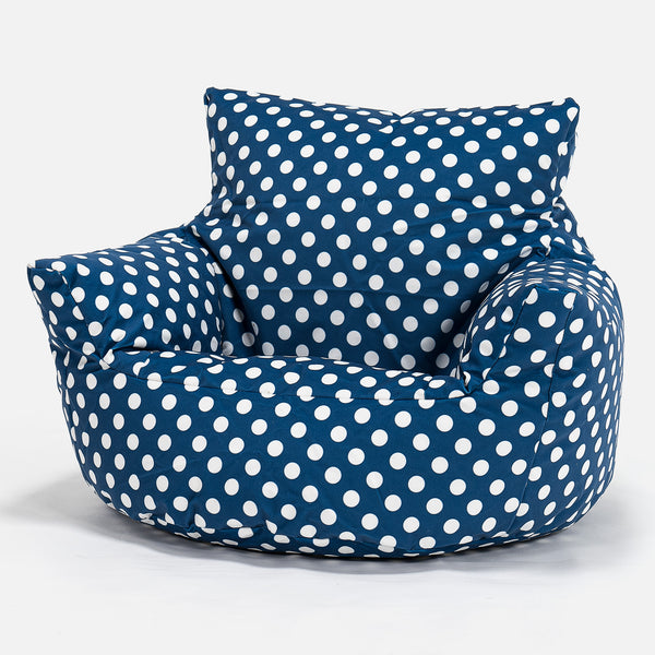 Kleuterfauteuil Zitzak 1-3 jaar oud - Afdruk Blauw Polka Dot Fabric Close-up Image