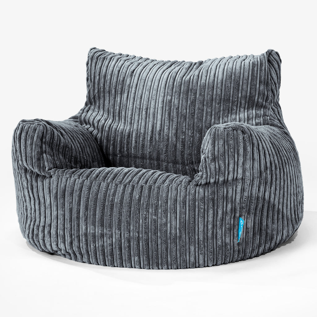 Kinderfauteuil Zitzak 3-8 jaar oud - Corduroy Steelgrijs 01