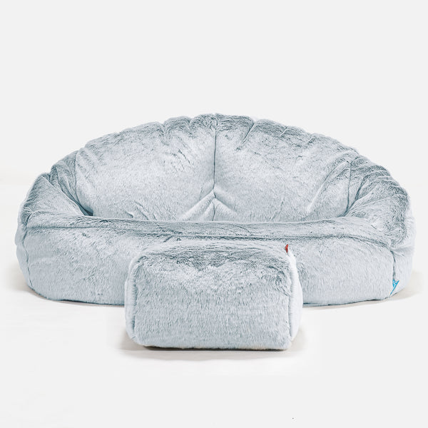 Kinderzitzakbank Bubble - Nepkonijnenbont Stoffig Blauw 01