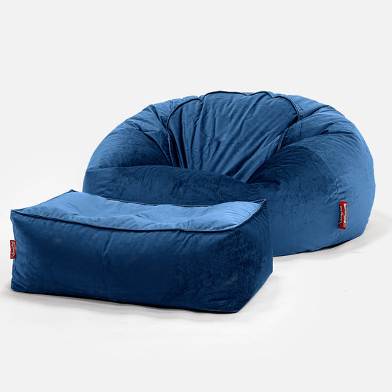 Klassieke Zitzak Stoel Bank - Fluweel Marineblauw 02