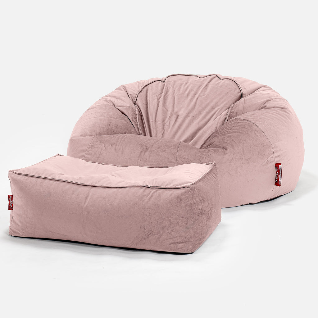 Klassieke Zitzak Stoel Bank - Fluweel Roze 02
