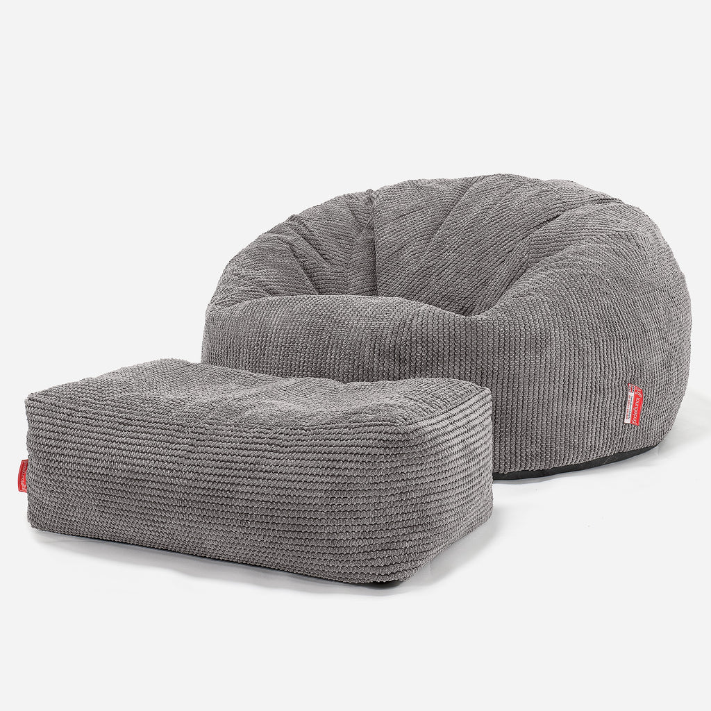 Klassieke Zitzak Stoel Bank - Pompom Antraciet 02