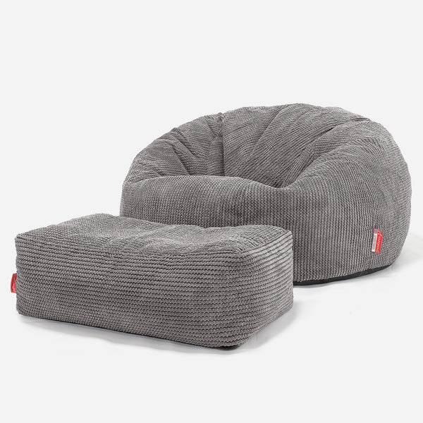 Klassieke Zitzak Stoel Bank - Pompom Antraciet 01