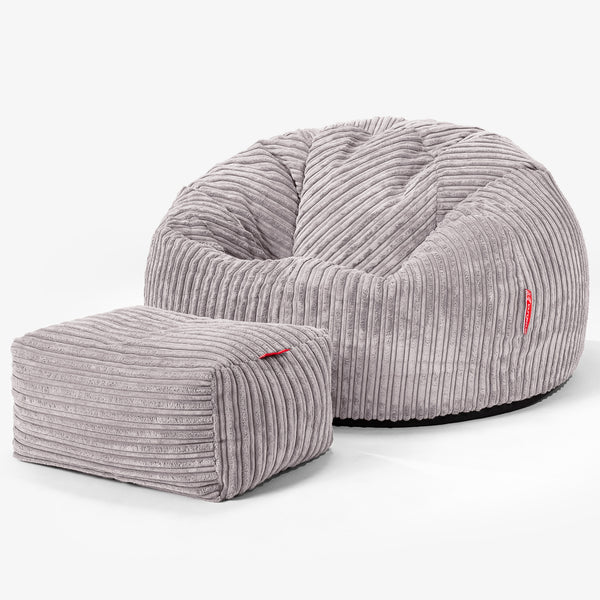 Klassieke Zitzak Stoel - Corduroy Zilvergrijs 01