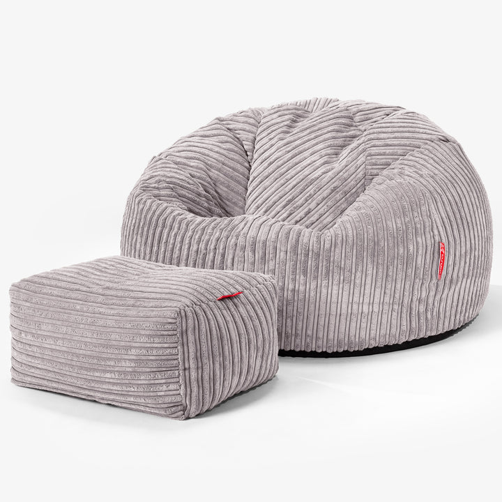 Klassieke Zitzak Stoel - Corduroy Zilvergrijs 02