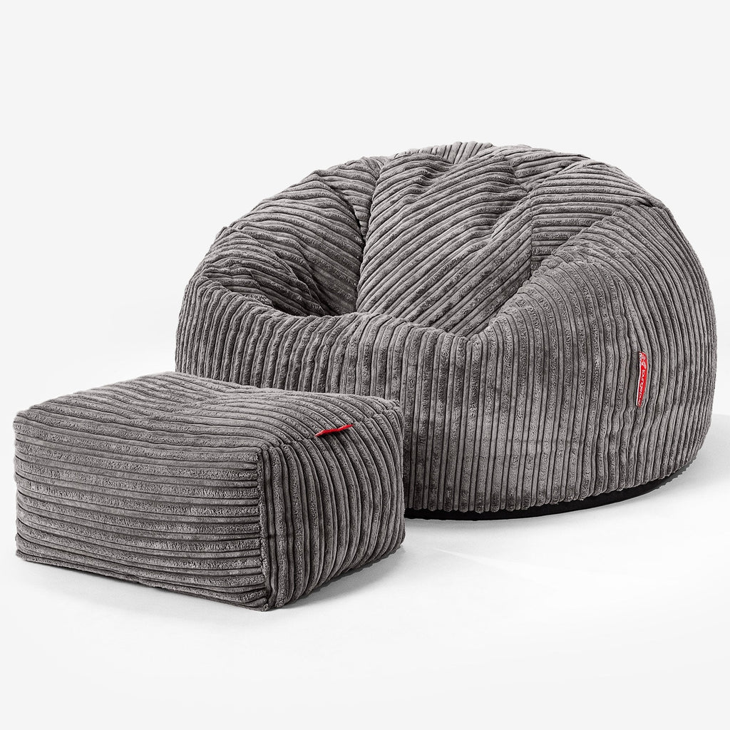 Klassieke Zitzak Stoel - Corduroy Graphite Grijs 02