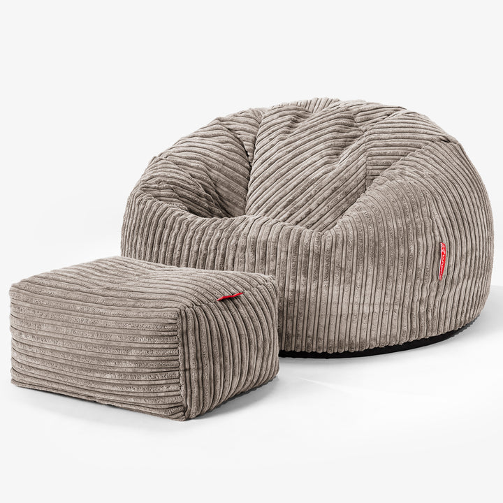Klassieke Zitzak Stoel - Corduroy Beigegrijs 02