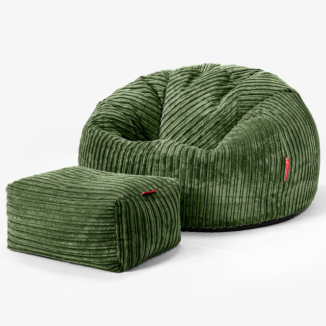 Klassieke Zitzak Stoel - Corduroy Bosgroen 02
