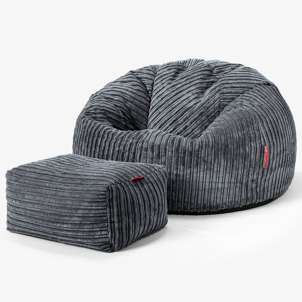 Klassieke Zitzak Stoel - Corduroy Steelgrijs 02