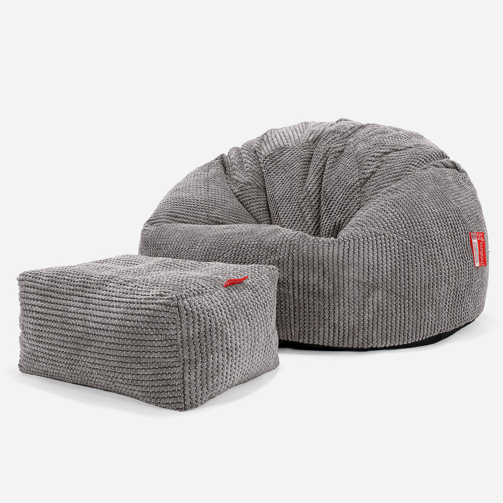 Klassieke Zitzak Stoel - Pompom Antraciet 02