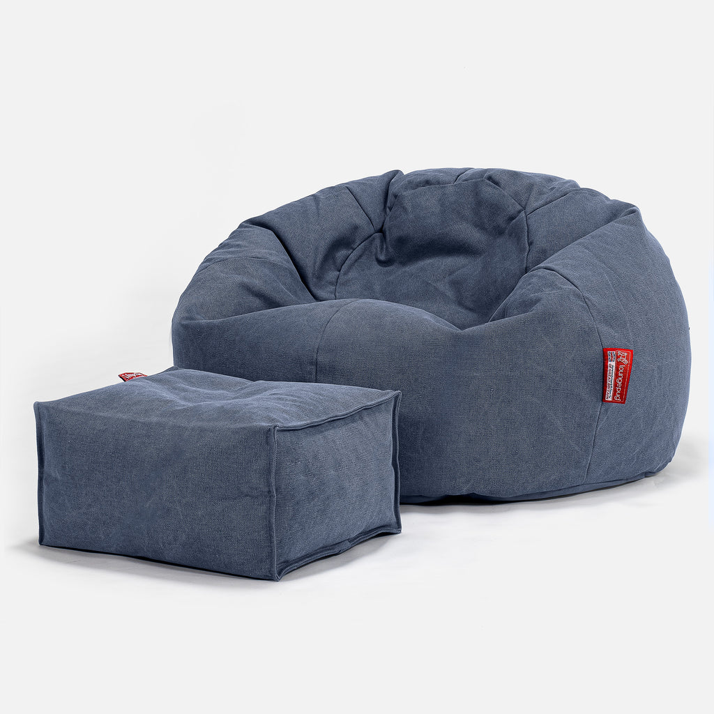Klassieke Zitzak Stoel - Stonewashed Marineblauw 02