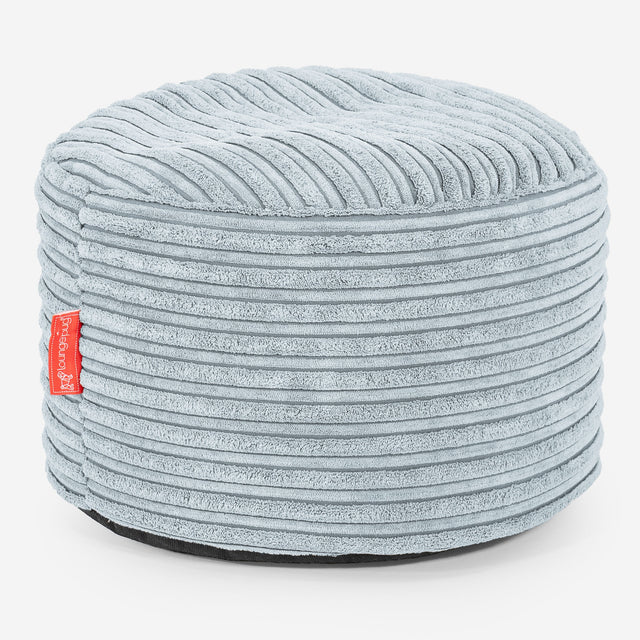 Kleine Ronde Voetenbank - Corduroy Baby Blauw 01