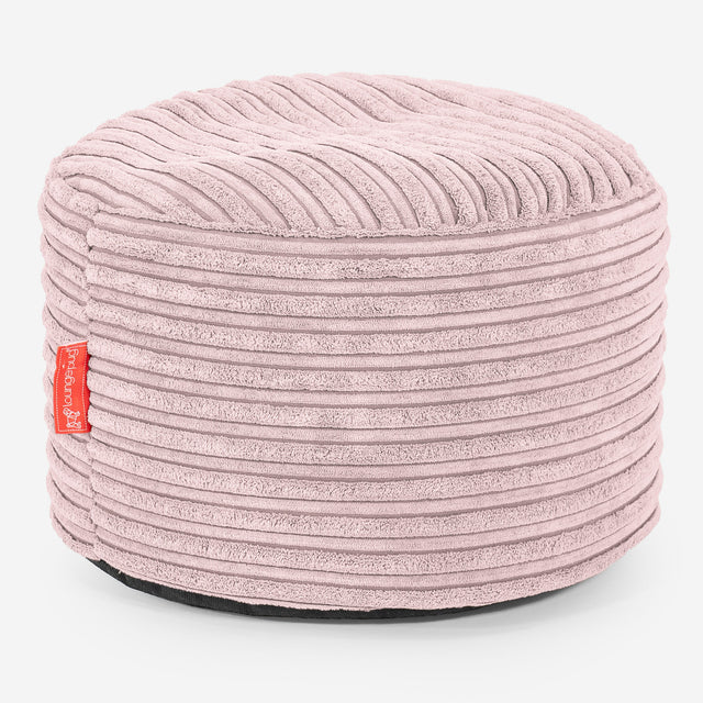 Kleine Ronde Voetenbank - Corduroy Blozen Roze 01