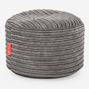 Kleine Ronde Voetenbank - Corduroy Graphite Grijs