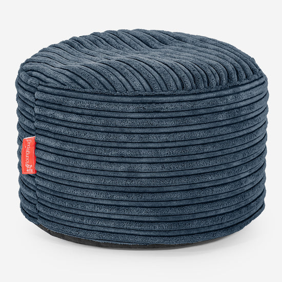 Kleine Ronde Voetenbank - Corduroy Marineblauw 01