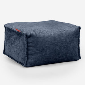 Kleine Voetenbank - Chenille Marineblauw