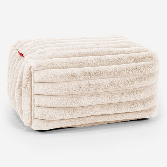 Kleine Voetenbank - Ultra Pluche Corduroy Crème 01