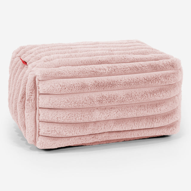 Kleine Voetenbank - Ultra Pluche Corduroy Stoffig Roze 01