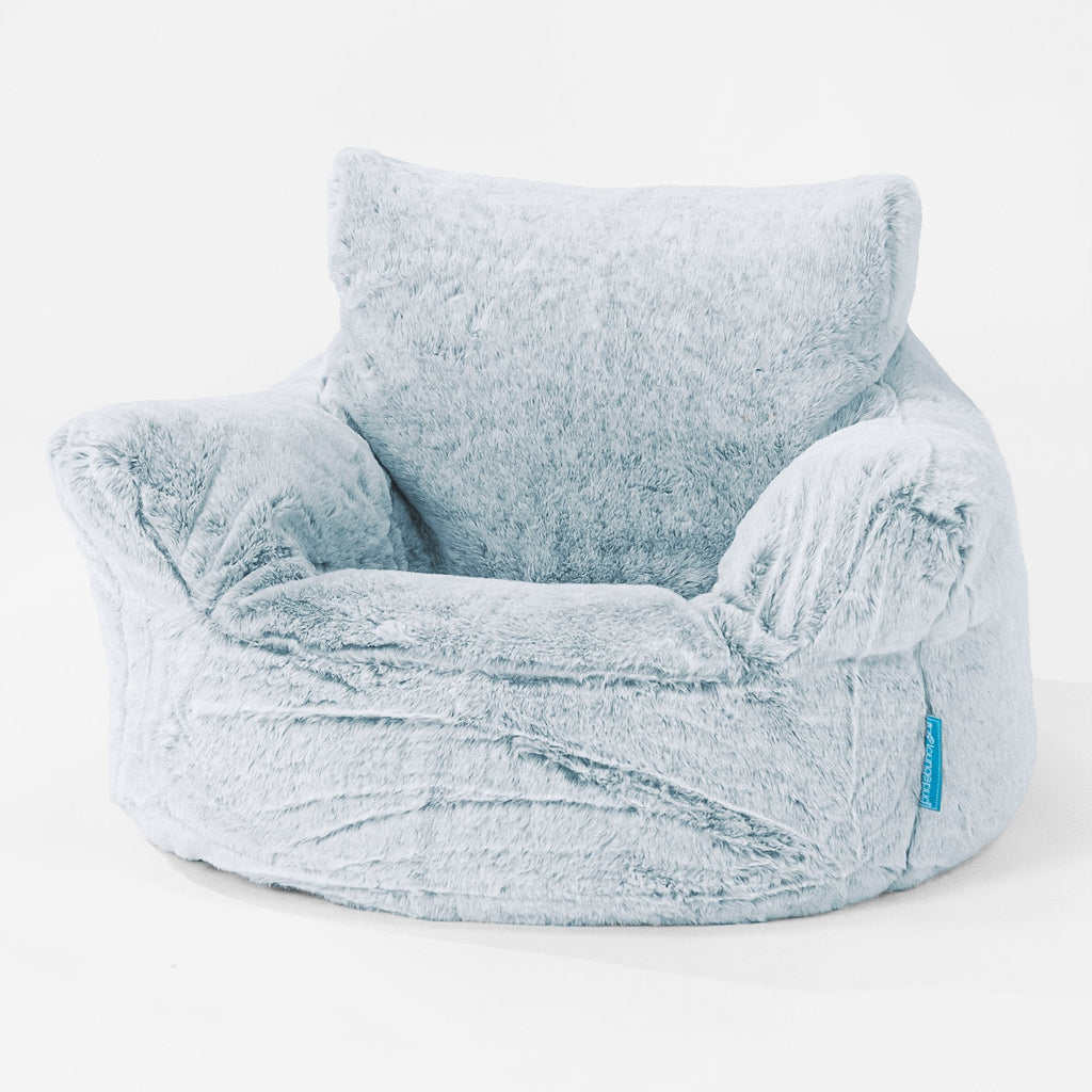 Kleuterfauteuil Zitzak 1-3 jaar oud - Nepkonijnenbont Stoffig Blauw 01