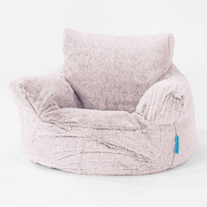 Kleuterfauteuil Zitzak 1-3 jaar oud - Nepkonijnenbont Stoffig Roze