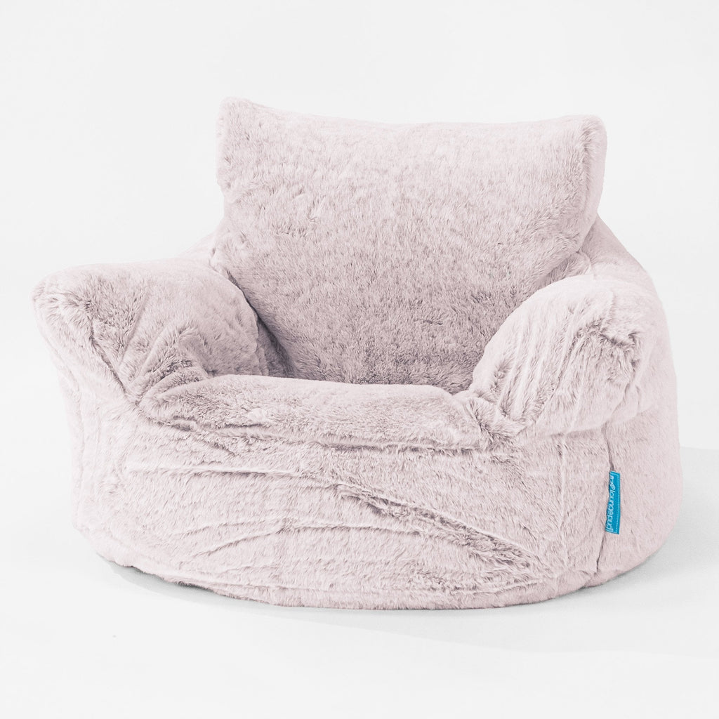 Kleuterfauteuil Zitzak 1-3 jaar oud - Nepkonijnenbont Stoffig Roze 01