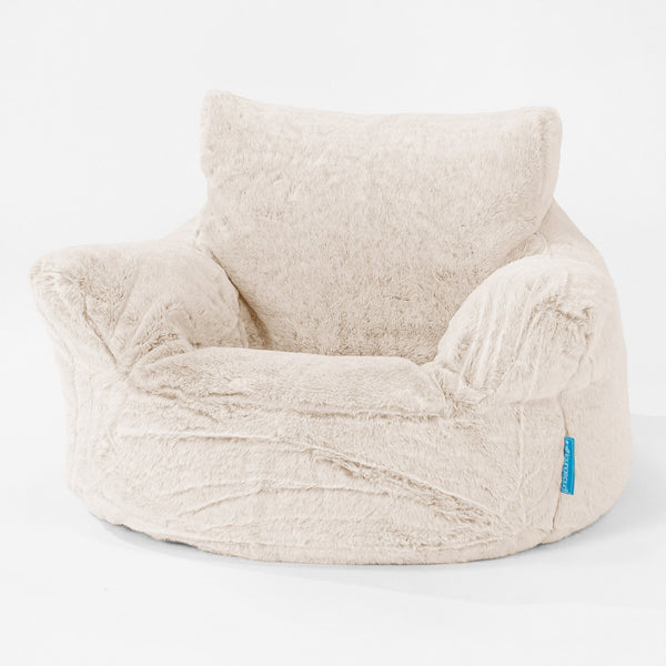 Kleuterfauteuil Zitzak 1-3 jaar oud - Nepkonijnenbont Wit 01