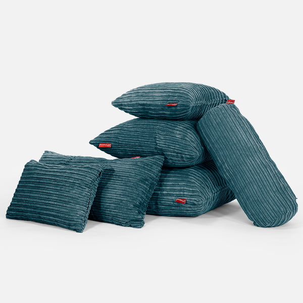 Langwerpige Kussenhoes 35 x 50cm - Corduroy Teal Fabric Close-up Image