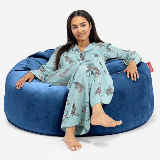 Mammoet Zitzak Bank - Fluweel Marineblauw 01