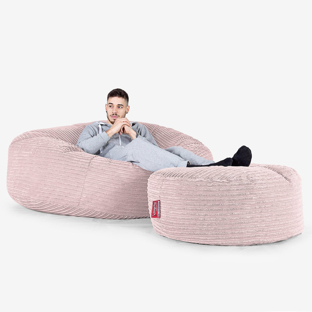 Mega-Mammoet Zitzak Bank - Corduroy Blozen Roze 02