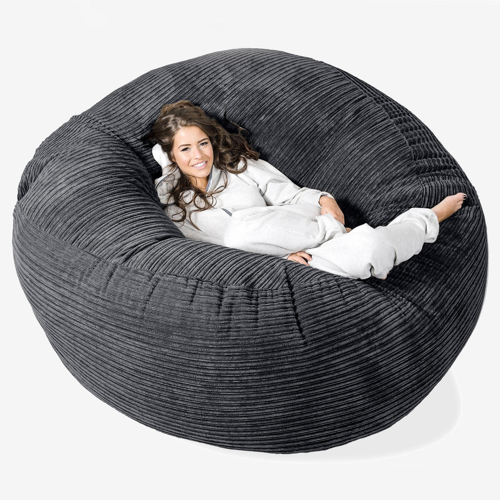 Mega-Mammoet Zitzak Bank - Corduroy Zwart 01