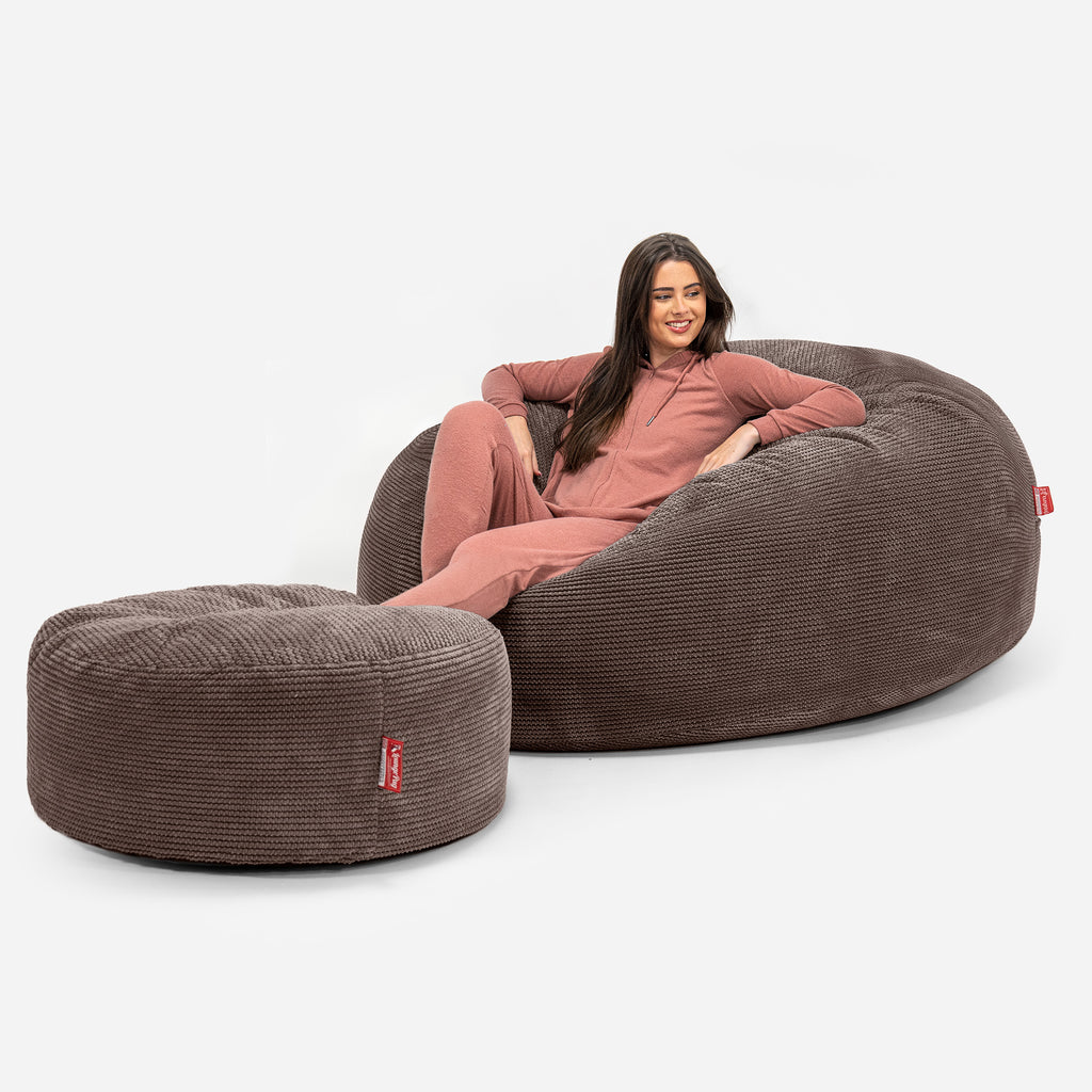 Mega-Mammoet Zitzak Bank - Pompom Chocolade 02