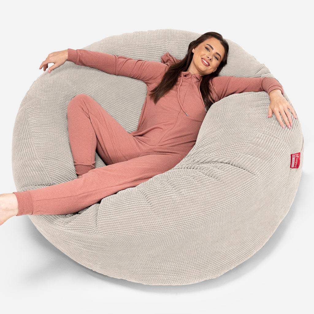 Mega-Mammoet Zitzak Bank - Pompom Crème 01