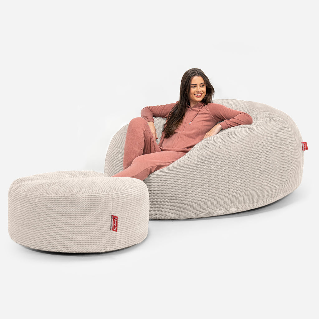 Mega-Mammoet Zitzak Bank - Pompom Crème 02