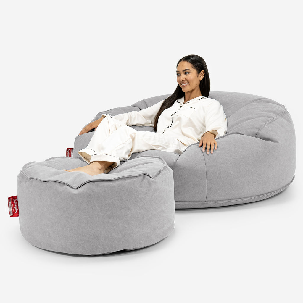 Mega-Mammoet Zitzak Bank - Stonewashed Pewter 02