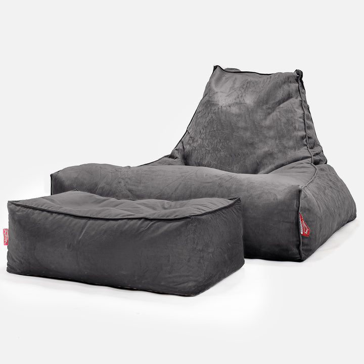 Mega-stoel Zitzak - Fluweel Graphite Grijs 02