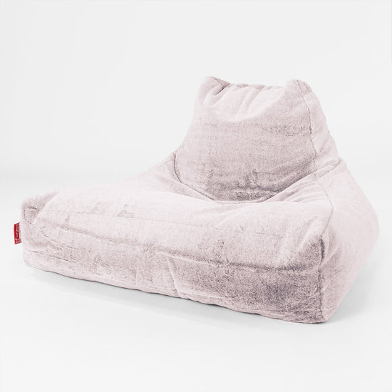 Mega-stoel Zitzak - Nepkonijnenbont Stoffig Roze 01