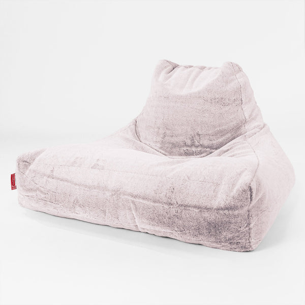 Mega-stoel Zitzak - Nepkonijnenbont Stoffig Roze 01