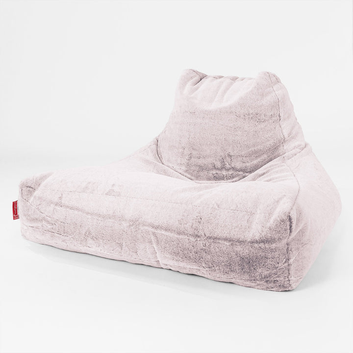 Mega-stoel Zitzak - Nepkonijnenbont Stoffig Roze 01