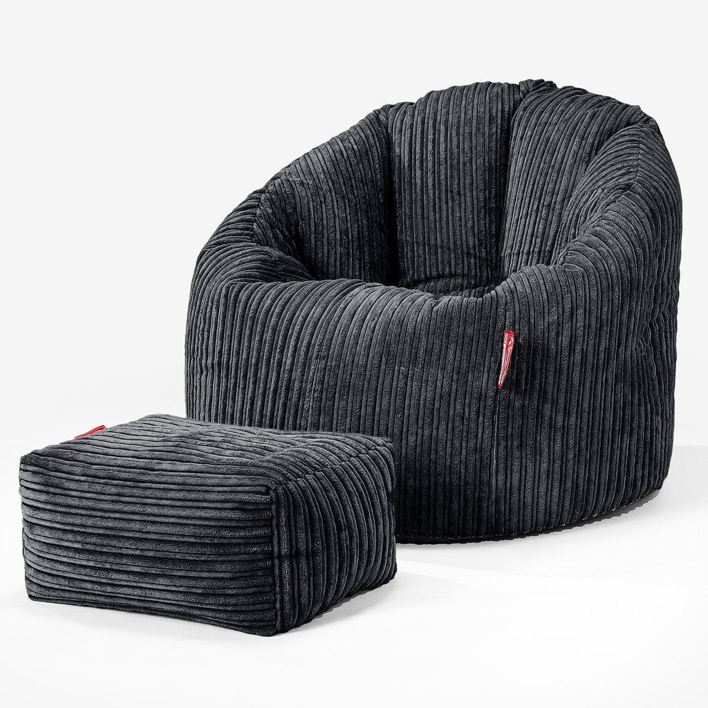 Omhelzing Zitzak Stoel - Corduroy Zwart 02