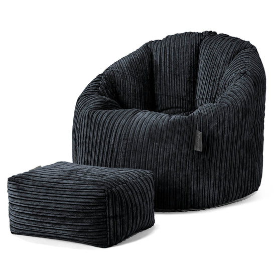 Omhelzing Zitzak Stoel - Corduroy Zwart 02