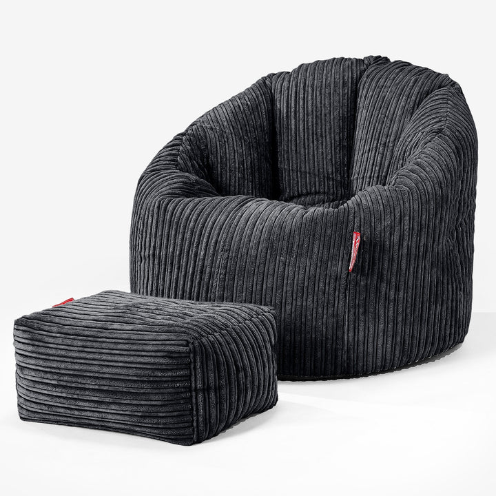 Omhelzing Zitzak Stoel - Corduroy Zwart 02