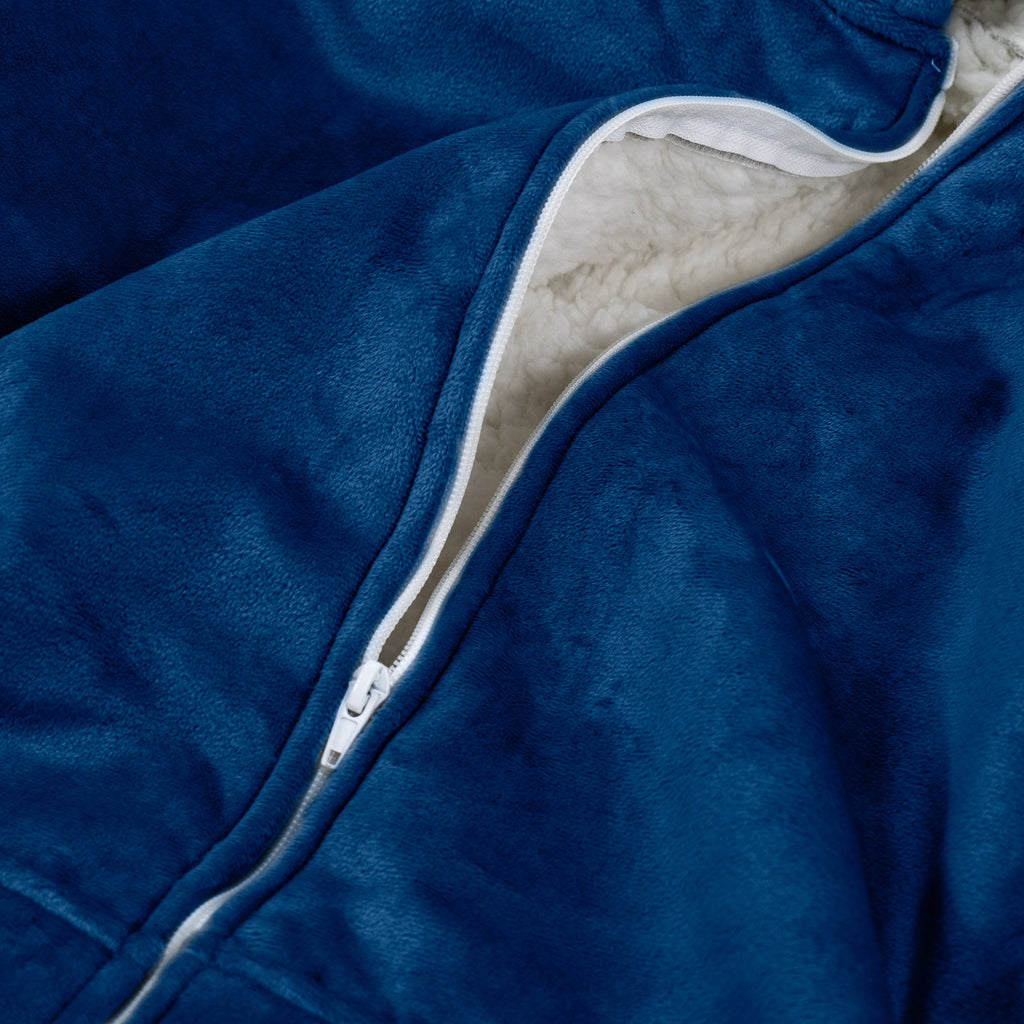 Oversized Hoodie-deken Sweatshirt met Rits voor Volwassenen - Minky Donker blauw 05