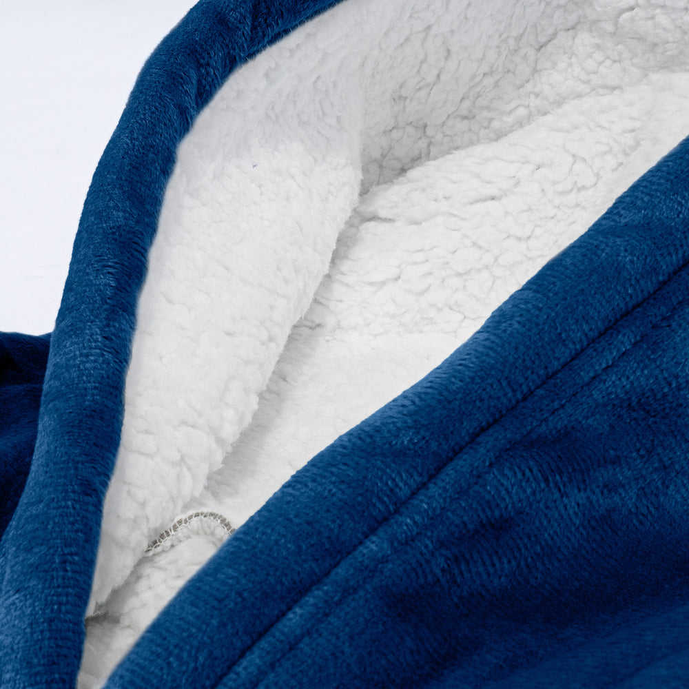 Oversized Hoodie-deken Sweatshirt met Rits voor Volwassenen - Minky Donker blauw 01