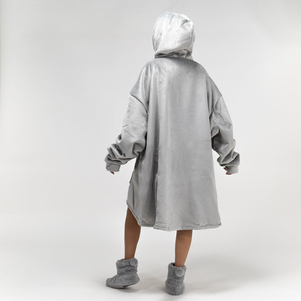 Oversized Hoodie-deken Sweatshirt met Rits voor Volwassenen - Minky Grijs 03