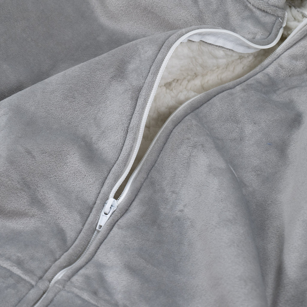 Oversized Hoodie-deken Sweatshirt met Rits voor Volwassenen - Minky Grijs 05