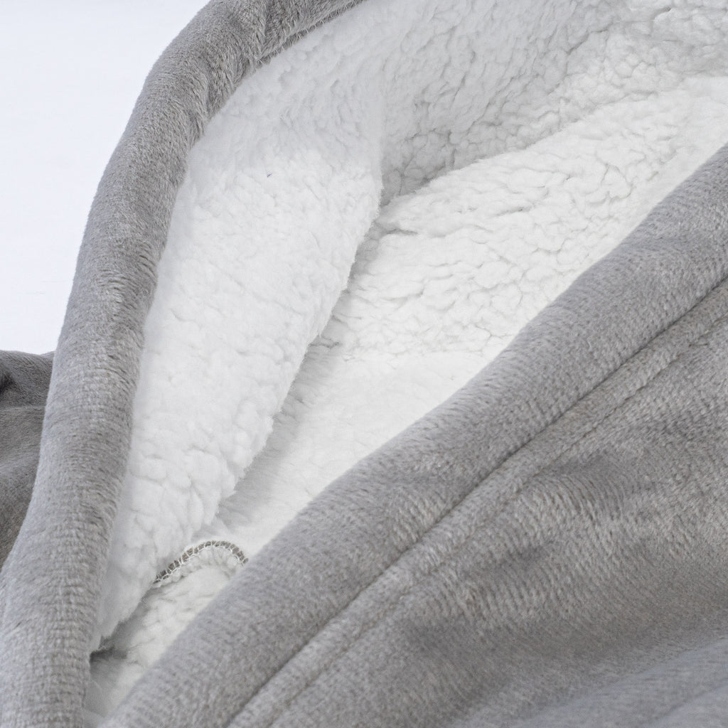 Oversized Hoodie-deken Sweatshirt met Rits voor Volwassenen - Minky Grijs 06