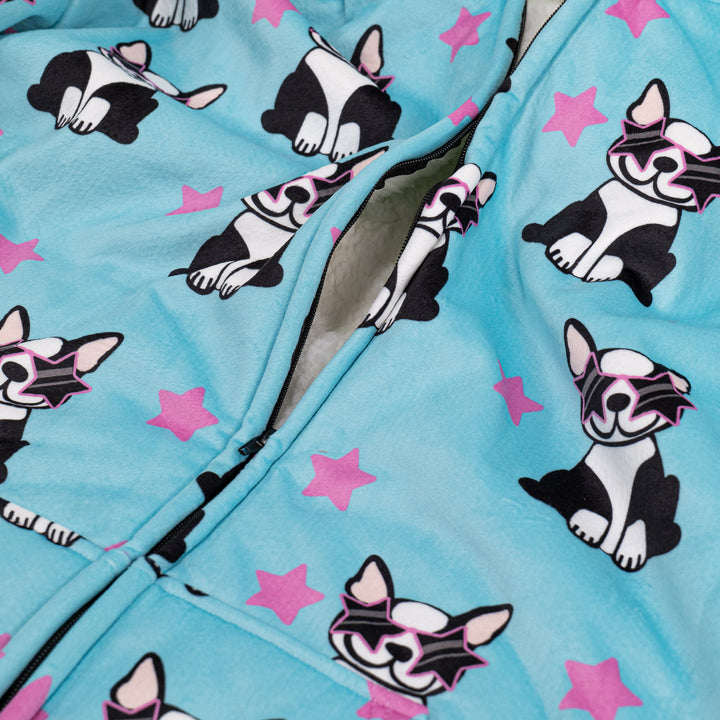 Oversized Hoodie-deken Sweatshirt met Rits voor Volwassenen - Minky Mopshond 05