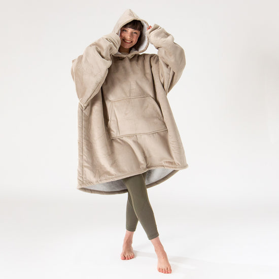 Oversized Hoodie-deken Sweatshirt voor Volwassenen - Minky Crème / Mink 01