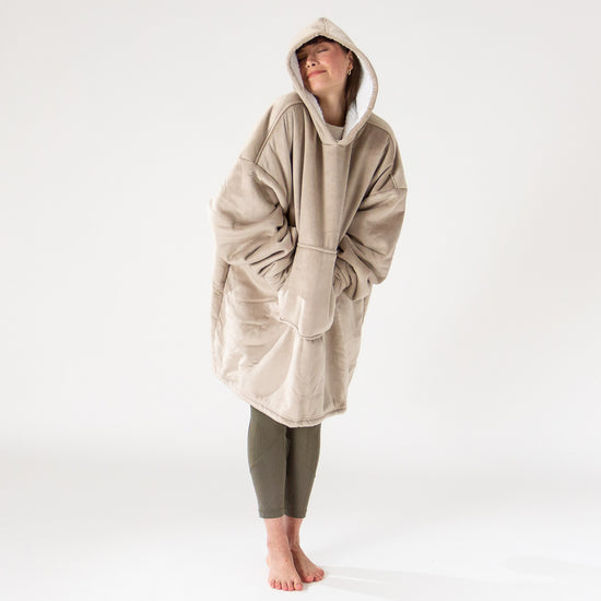 Oversized Hoodie-deken Sweatshirt voor Volwassenen - Minky Crème / Mink 02